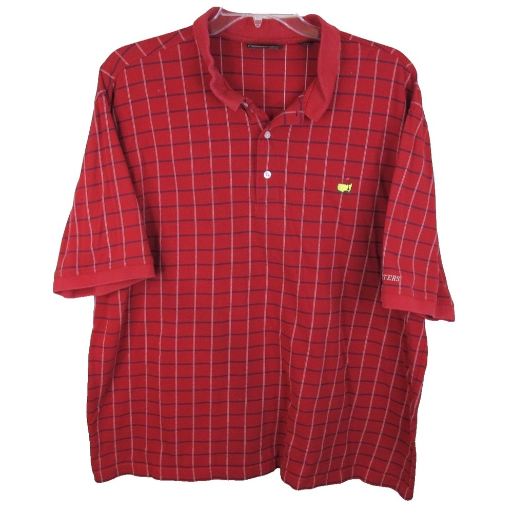 Vintage Masters Collection‎ Short Sleeve Polo Shirt Men's XXL Red Cotton Check